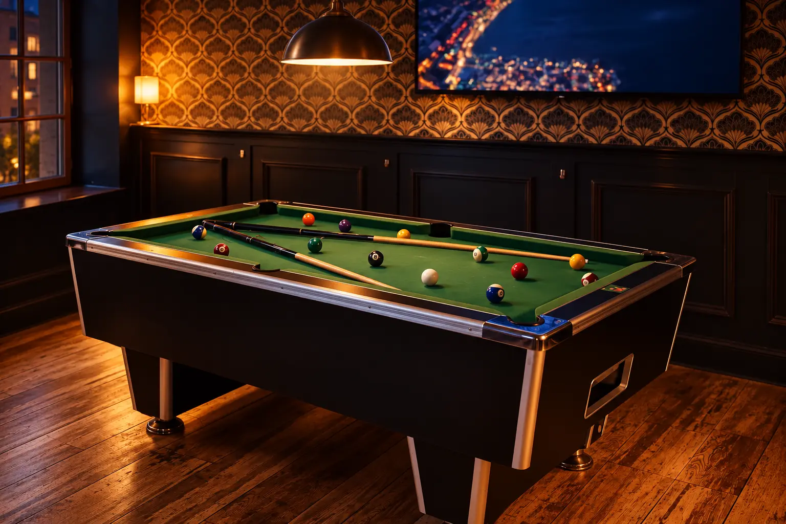 Billard éclairé dans l’ambiance chaleureuse du Barrio Chicago
